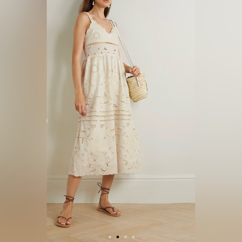 SEA Blaire broderie anglaise organic cotton midi dress